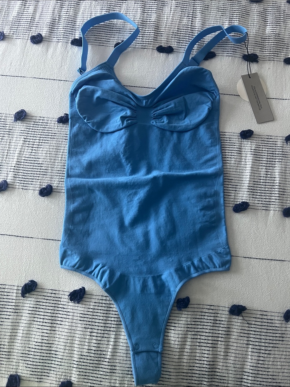 Bright Blue One-Piece Bodysuit with Bow Detail